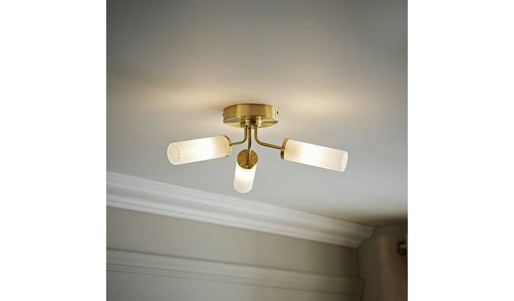 ValueLights Canya Metal 3-Light Flush Ceiling Light - Gold