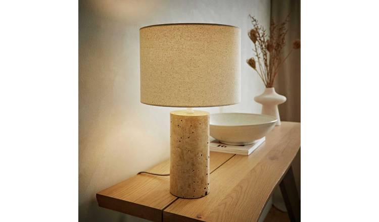 ValueLights Chloe LED Marble Effect Table Lamp - Natural