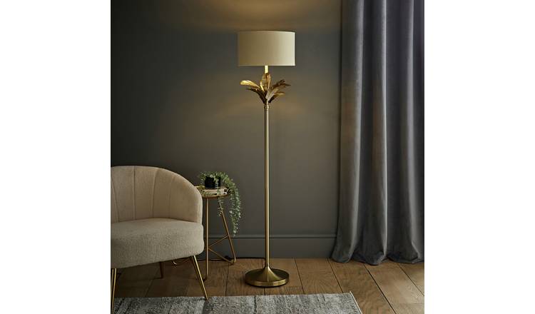 ValueLights Christina Metal Palm Leaf Statement Floor Lamp - Gold