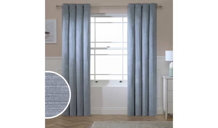 Argos Home Ribbed Velvet Blackout Eyelet Curtain - Grey - 117x137cm