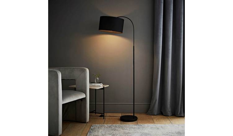 ValueLights Curva Metal Arc Floor Lamp - Black