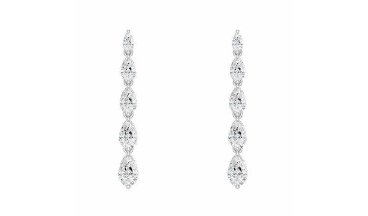 Pure Brilliance 9ct White Gold Lab Grown 2ct Diamond Pear Drop Earrings