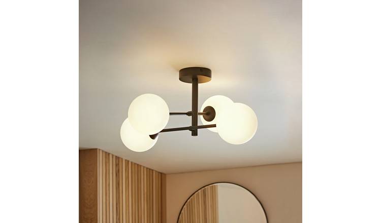 ValueLights Darla Metal 4-Light Flush Ceiling Light - Black