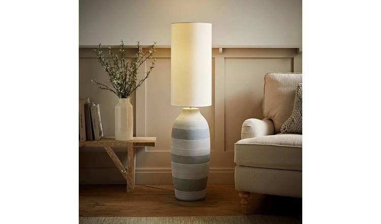 ValueLights Deegan Ceramic Statement Floor Lamp - Grey