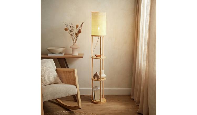 ValueLights Elsa Wooden 3 Tier Statement Floor Lamp - Natural