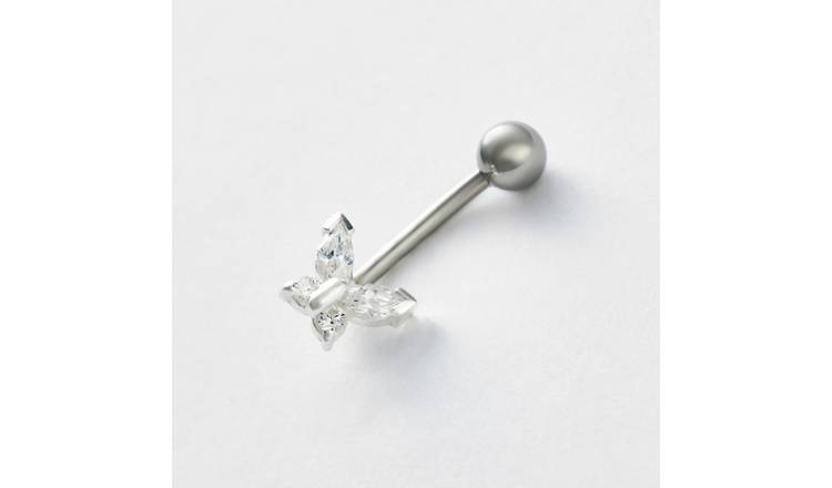 Revere Clear Crystal Surgical Steel Butterfly Belly Bar