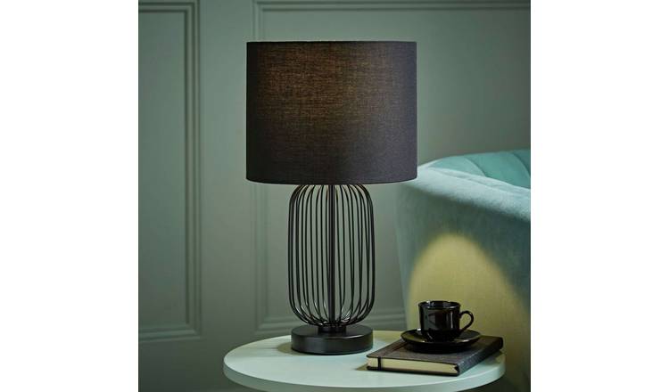 ValueLights Gabbia Metal LED Dimmer Cage Table Lamp - Black
