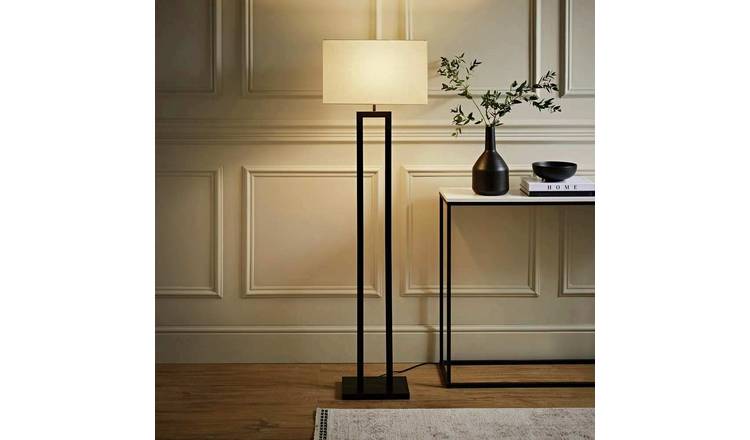 ValueLights Gloria Metal Double Stem Statement Floor Lamp - Black
