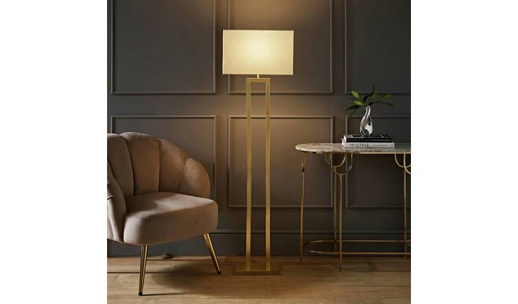 ValueLights Gloria Metal Double Stem Statement Floor Lamp - Gold
