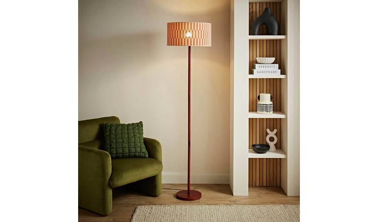ValueLights Heather Wooden Statement Floor Lamp - Dark Wood
