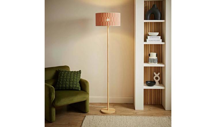 ValueLights Heather Wooden Statement Floor Lamp - Light Wood