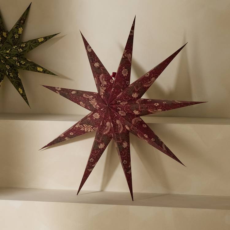 Habitat x Morris & Co. Burgundy Paper Star Christmas Hanging Ornament 0