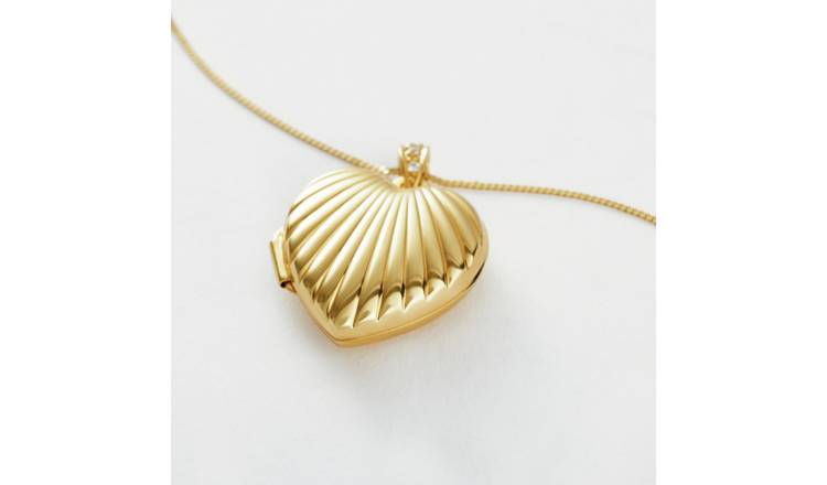 Revere Gold Plated Sterling Silver Heart Photo Locket Pendat Necklace
