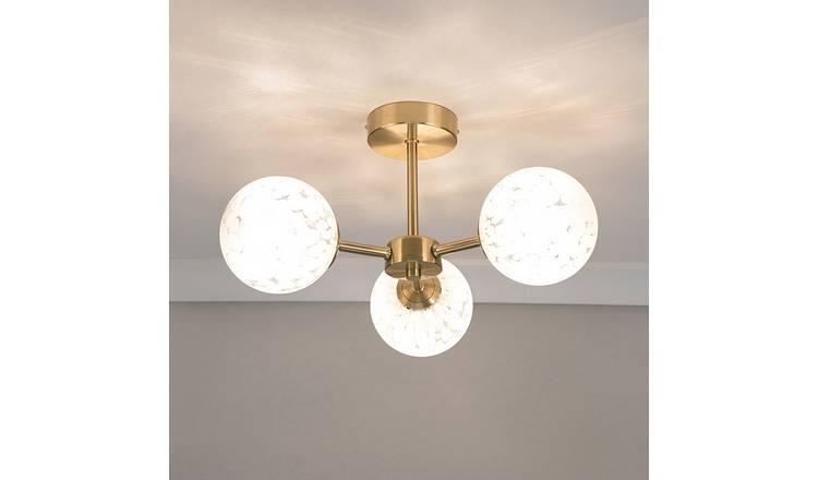 ValueLights India Metal 3-Light Flush Ceiling Light - Gold
