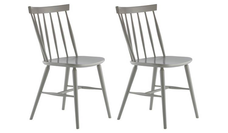 Habitat Talia Pair of Spindle Back Dining Chair - Grey