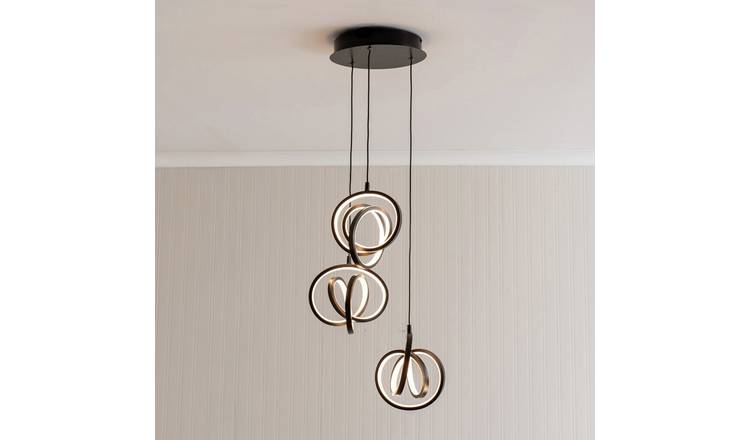 ValueLights Infinity LED Adjustable 3-Drop Pendant Light - Black