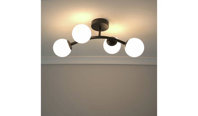ValueLights Jas Metal 4-Light Flush Ceiling Light - Black