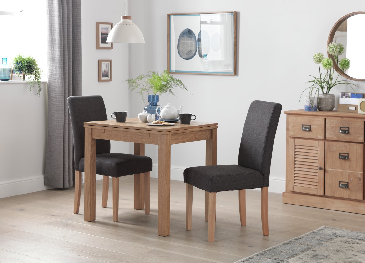 Argos Home Clifton Extending Table & 2 Tweed Chair -Charcoal Review