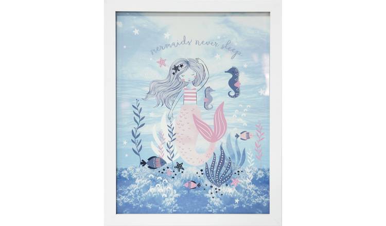 Argos Home Kids Mermaids Never Sleep Framed Print - 40x30cm