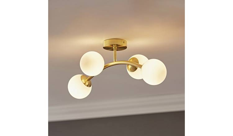 ValueLights Jas Metal 4-Light Flush Ceiling Light - Gold