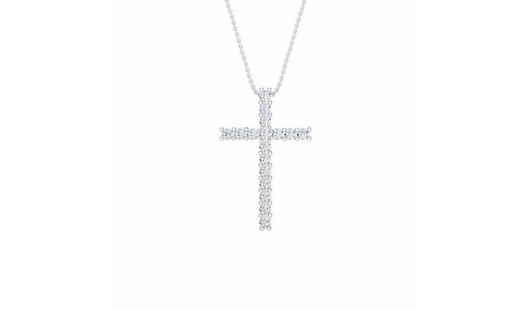 Pure Brilliance 9ct WG 0.50ct Laboratory grown Diamond Cross Necklace