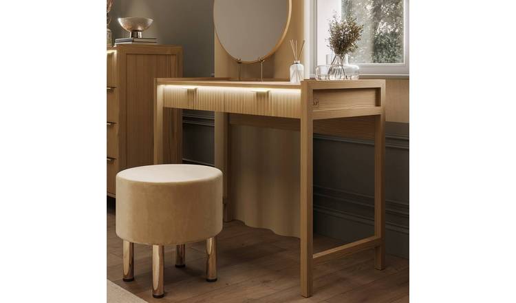 XR Living Dakota 2 Drawer Dressing Table With App Controlled LED - Oak