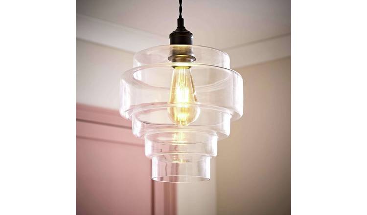 ValueLights Lane Clear Glass 5 Tier Easy Fit Lampshade - 23.5cm