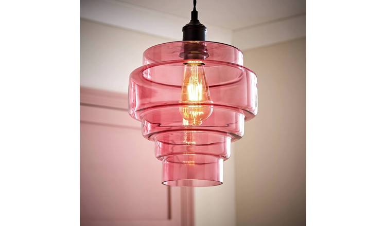 ValueLights Lane Pink Glass 5 Tier Easy Fit Lampshade - 23.5cm