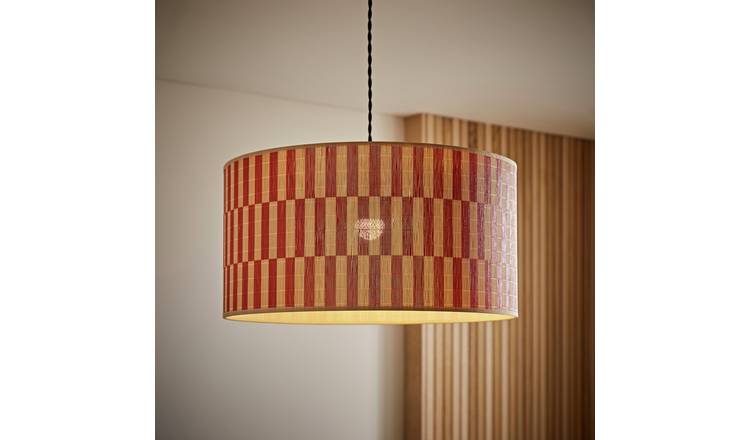 ValueLights Lori Orange Bamboo Checker Easy Fit Lampshade - 45cm