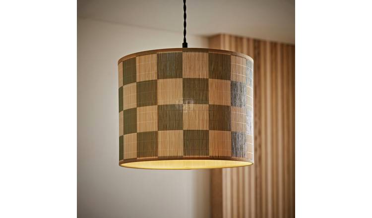 ValueLights Lori Green Bamboo Checker Easy Fit Lampshade - 30cm