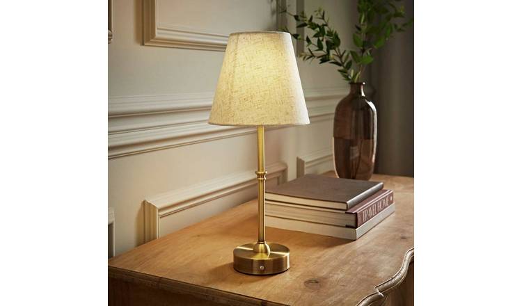 ValueLights Lowe Metal LED Traditional Antique Rechargeable Table Lamp - Gold