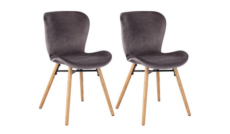 Buy Habitat Etta Pair of Velvet Dining Chair - Grey | Dining chairs | Argos