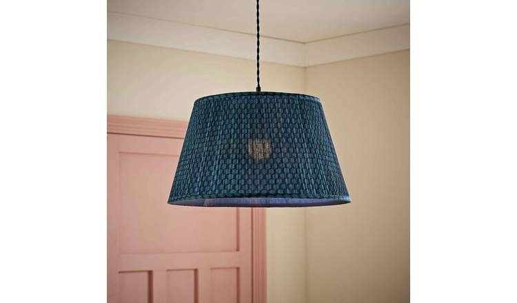 ValueLights Malina Blue Pleated Easy Fit Lampshade - 45cm