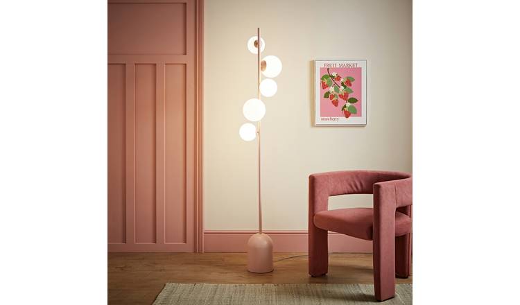 ValueLights Marlow Metal Multi Head Floor Lamp - Pink