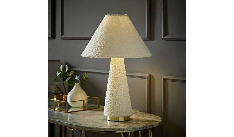 ValueLights Martha Boucle Fabric Table Lamp - Cream