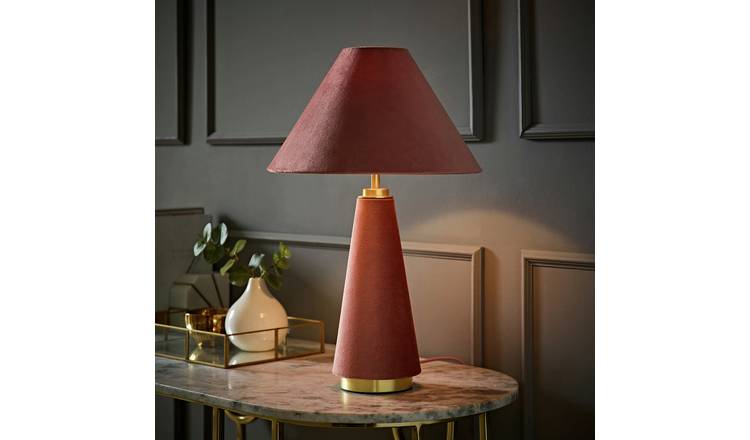 ValueLights Martha Pink Velvet Fabric Table Lamp - Pink