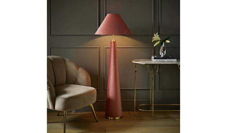 ValueLights Martha Velvet Statement Floor Lamp - Pink