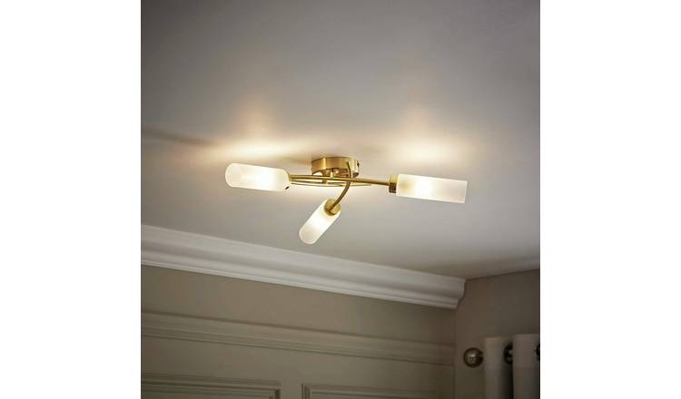 ValueLights Maya Metal 3-Light Flush Ceiling Light - Gold