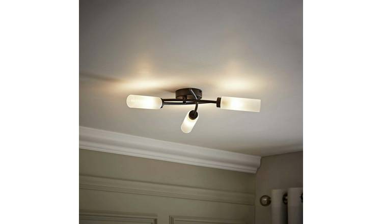 ValueLights Maya Metal 3-Light Flush Ceiling Light - Black