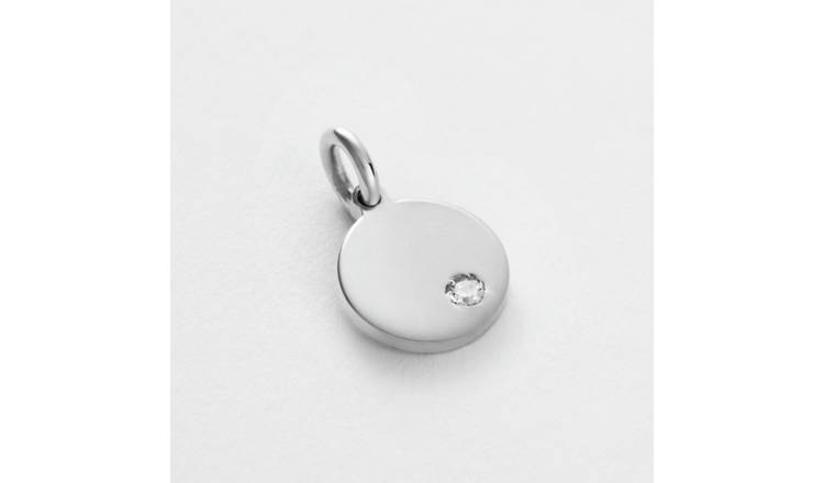 Revere 925 Sterling Silver Cubic Zirconia Disc Charm