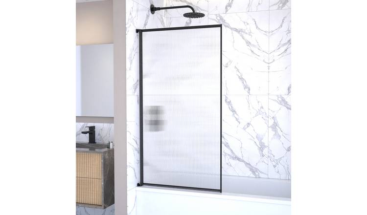 Argos Home Fluted Glass Bath Screen - Black