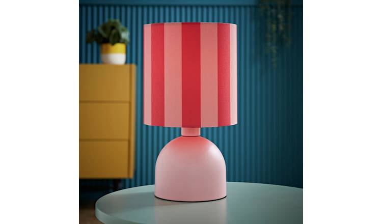 ValueLights Miley Stripe Table Lamp - Pink