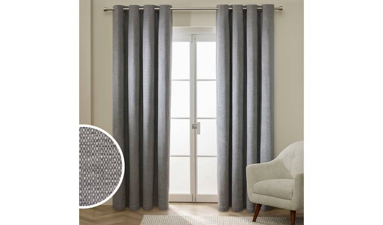 Habitat Basket Weave Blackout Eyelet Curtain - Natural - 168x183cm