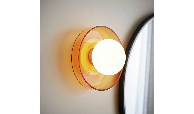 ValueLights Newbury Glass Wall Light - Orange