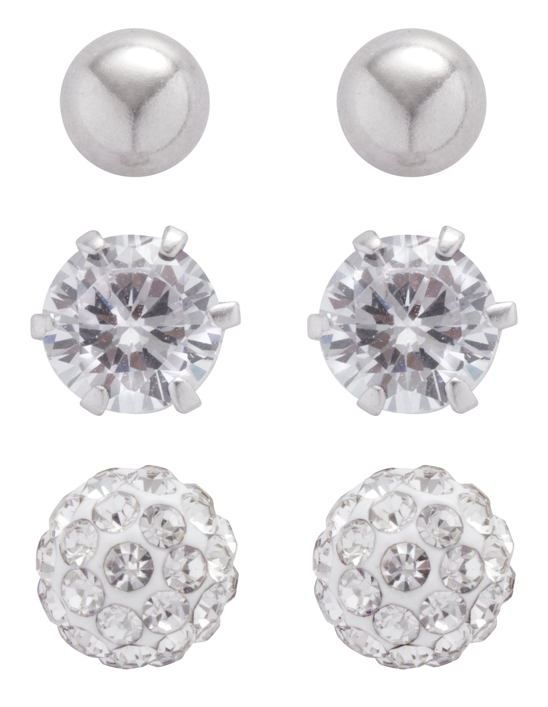 PRETTERY Set 3 Paia Orecchini A Sfera In Argento 925 – 3mm, 4mm, 5mm – Colori: Argento, Oro, Oro Rosa