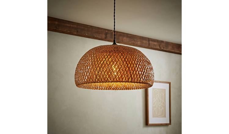 ValueLights Perugia Natural Bamboo Domed Easy Fit Lampshade - 46.5cm