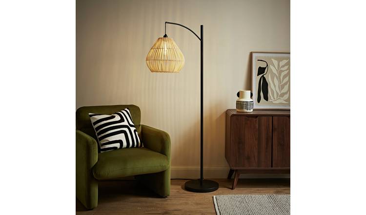 ValueLights Preto Metal Teradrop Shade Arc Floor Lamp - Black