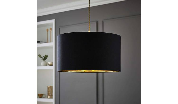 ValueLights Reni Black and Gold Easy Fit Lampshade - 45cm