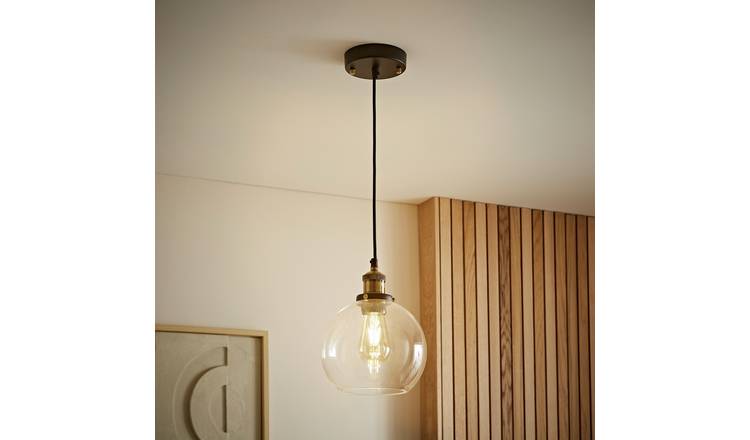 ValueLights Sheridan Metal LED Glass Globe Pendant Ceiling Light - Black