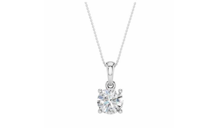 Pure Brilliance 9ct White Gold 1ct Diamond Round Solitaire Pendant Necklace